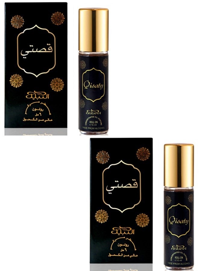 Nabeel 2 Pcs Nabeel Qisaty 6 ML Roll On Perfume Oil Luxurious Long-Lasting Arabic Attar for Everyday Elegance - Image 1